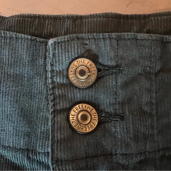 We The Free Boho Corduroy Pants High Rise Flare Button Size 26 Olive Green - Picture 10 of 12